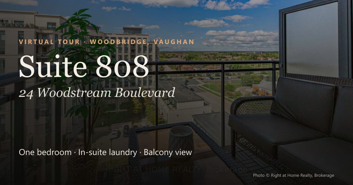 Suite 808, 24 Woodstream Boulevard: a balcony with a wide view over Woodbridge.